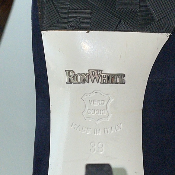 Ron White, Navy Blue suede (39), made in Italy, heels with bow - Picture 9 of 9
